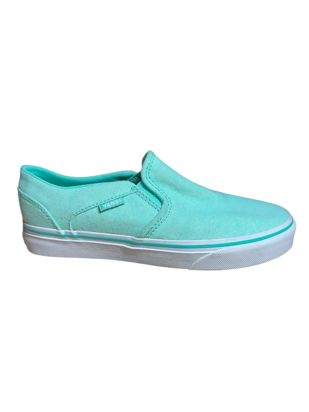 Vans Classic Slip-On Aqua Sea Foam Green Canvas Skate Shoes Womens 6.5